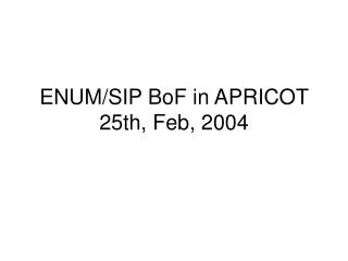 ENUM/SIP BoF in APRICOT 25th, Feb, 2004