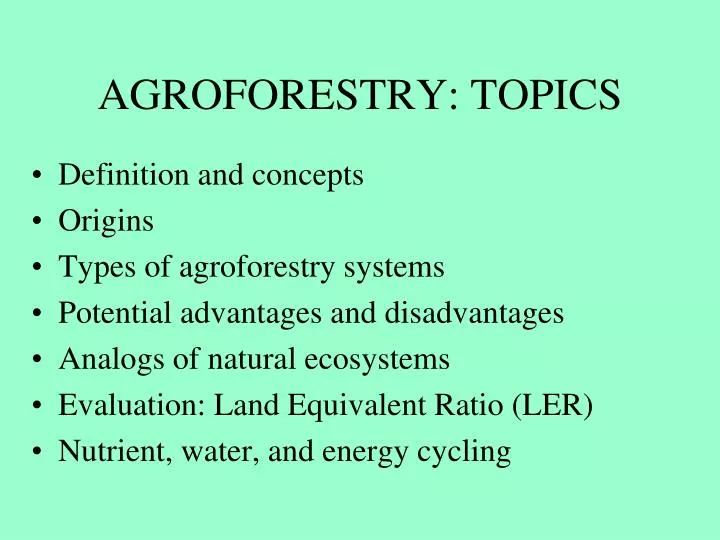 agroforestry topics