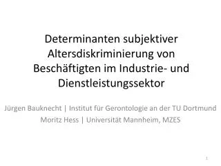 Jürgen Bauknecht | Institut für Gerontologie an der TU Dortmund