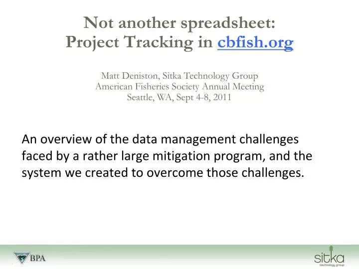 not another spreadsheet project tracking in cbfish org