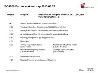 ISO9000 Fórum szakmai nap 2013.06.27.