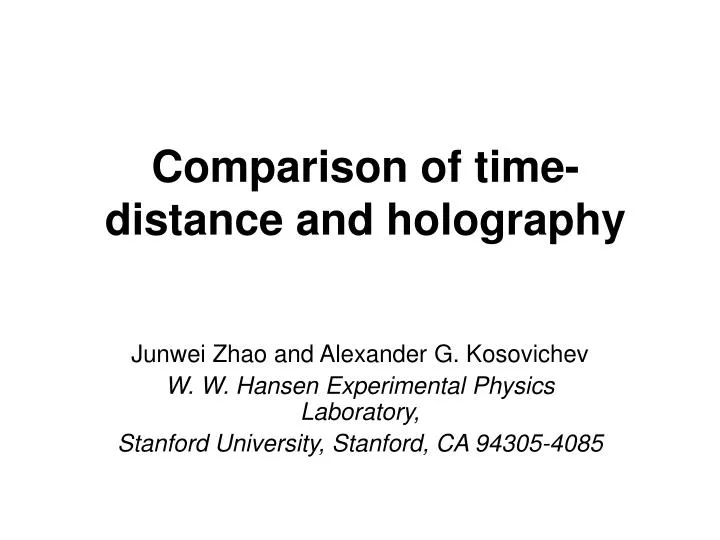 comparison of time distance and holography
