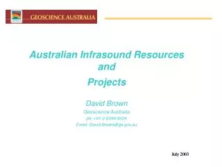 Australian Infrasound Resources and Projects