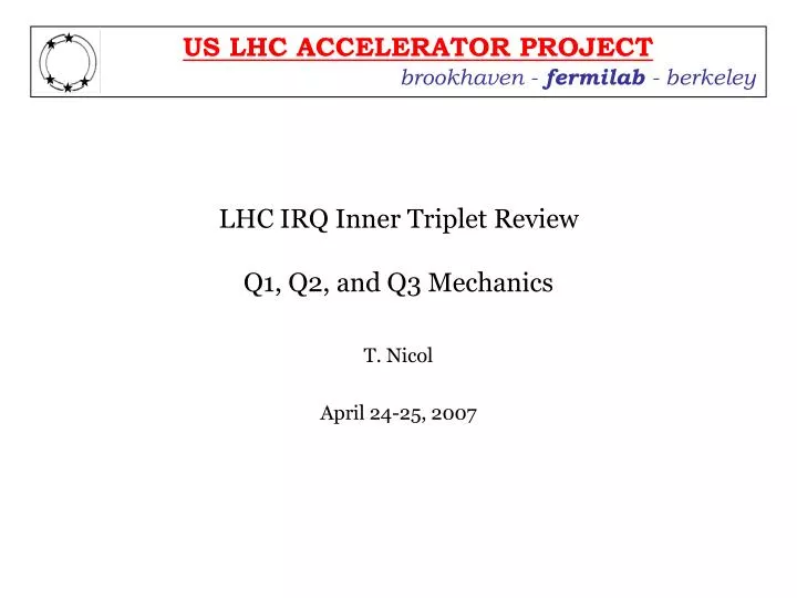 lhc irq inner triplet review q1 q2 and q3 mechanics