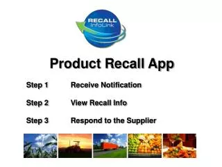 Product Recall App 	Step 1	Receive Notification 	Step 2	View Recall Info