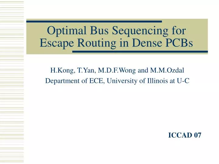 optimal bus sequencing for escape routing in dense pcbs