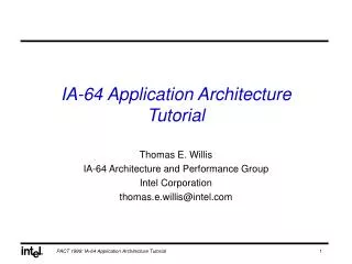 IA-64 Application Architecture Tutorial