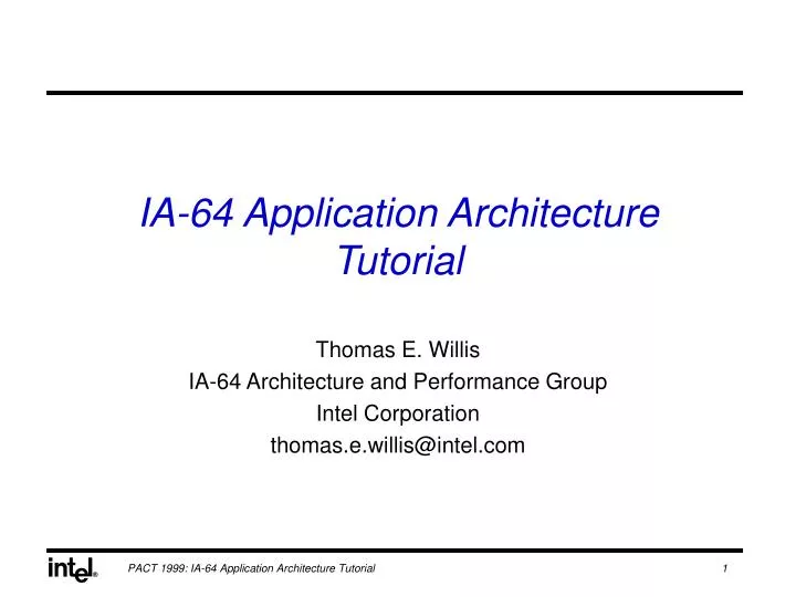 ia 64 application architecture tutorial