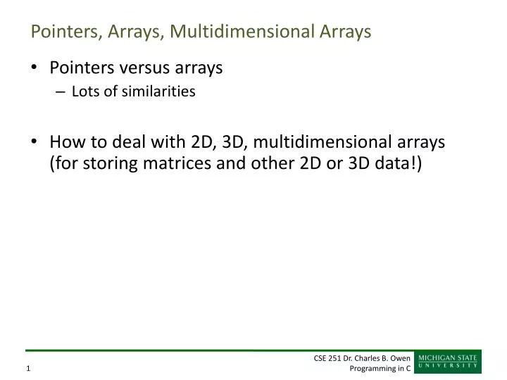 pointers arrays multidimensional arrays