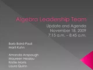 Algebra Leadership Team