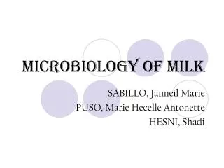 Microbiology of Milk