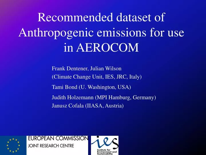 recommended dataset of anthropogenic emissions for use in aerocom