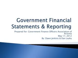 Government Financial Statements &amp; Reporting