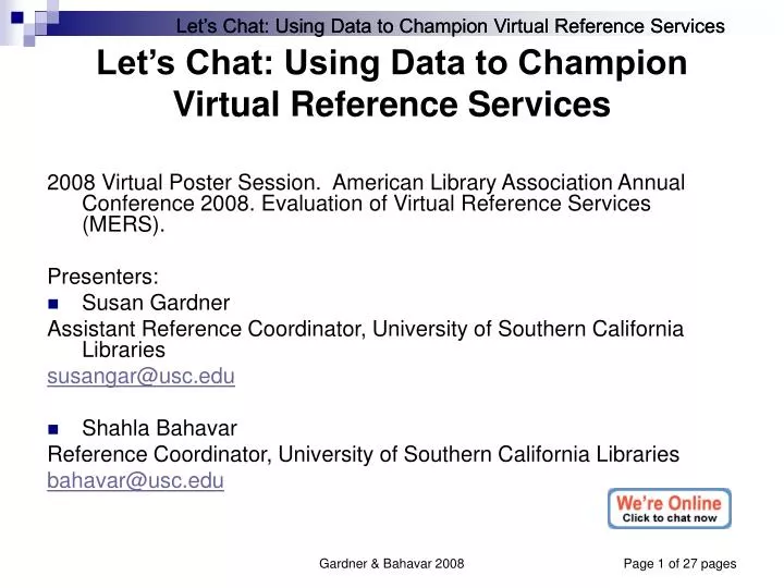 let s chat using data to champion virtual reference services
