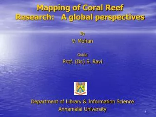 Mapping of Coral Reef Research: A global perspectives