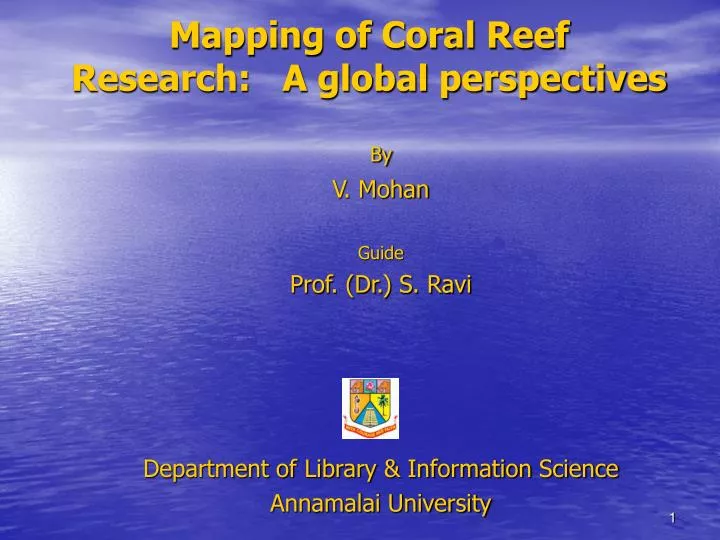 mapping of coral reef research a global perspectives
