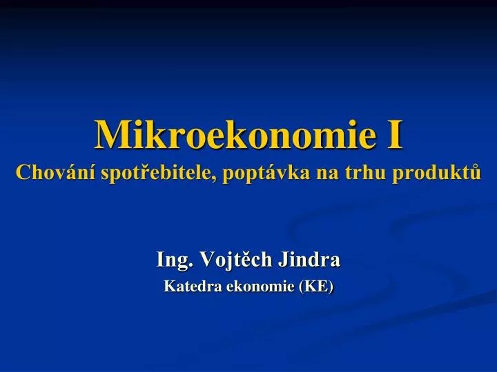 mikroekonomie i chov n spot ebitele popt vka na trhu produkt