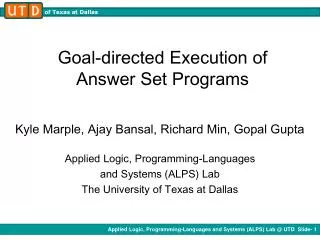 Goal-directed Execution of Answer Set Programs