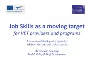 Job Skills as a moving target for VET providers and programs