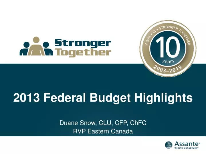 2013 federal budget highlights