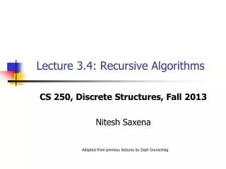 Lecture 3.4: Recursive Algorithms