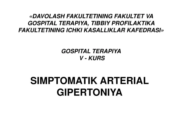 simptomatik arterial gipertoniya