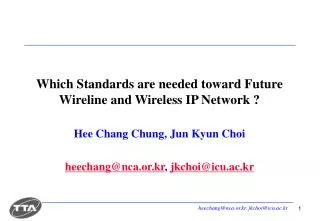 Which Standards are needed toward Future Wireline and Wireless IP Network ?