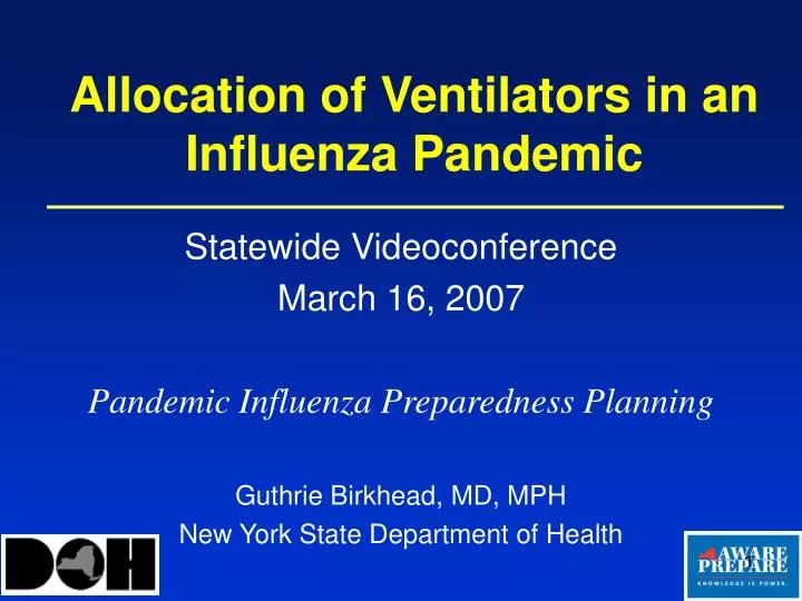 allocation of ventilators in an influenza pandemic