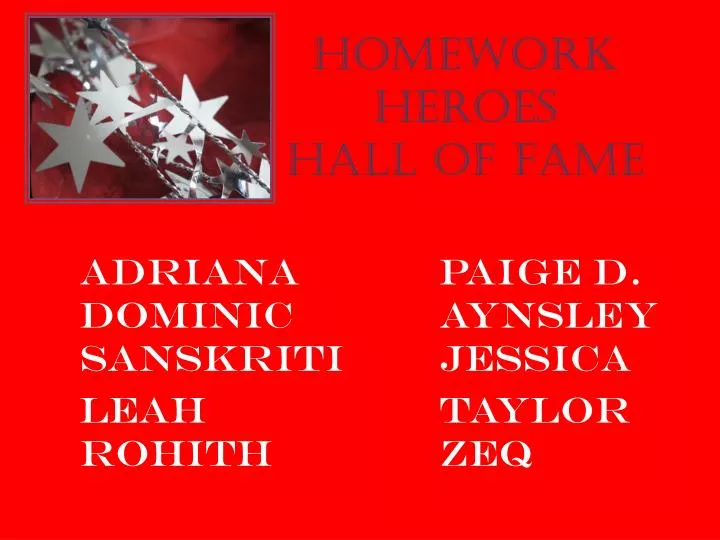 homework heroes hall of fame