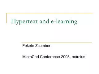 Hypertext and e-learning