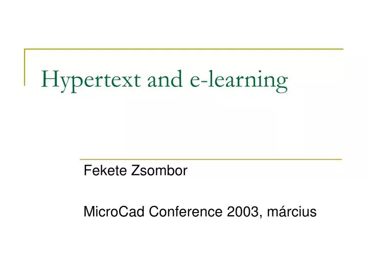hypertext and e learning