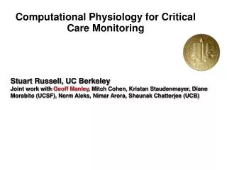 Computational Physiology for Critical Care Monitoring