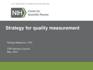 Strategy for quality measurement