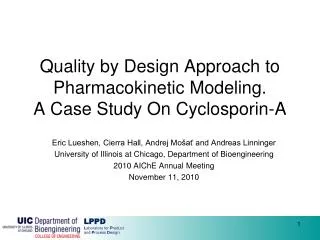 Quality by Design Approach to Pharmacokinetic Modeling. A Case Study On Cyclosporin-A