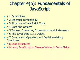 Chapter 4(b): Fundamentals of JavaScript