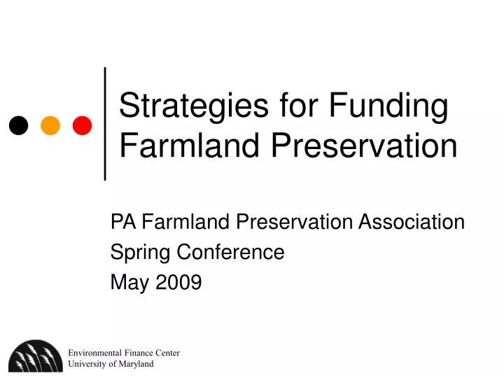 strategies for funding farmland preservation