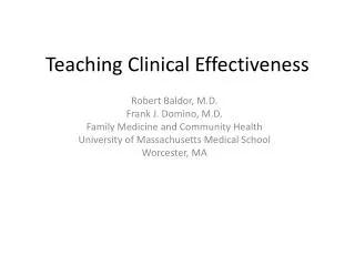 Teaching Clinical Effectiveness