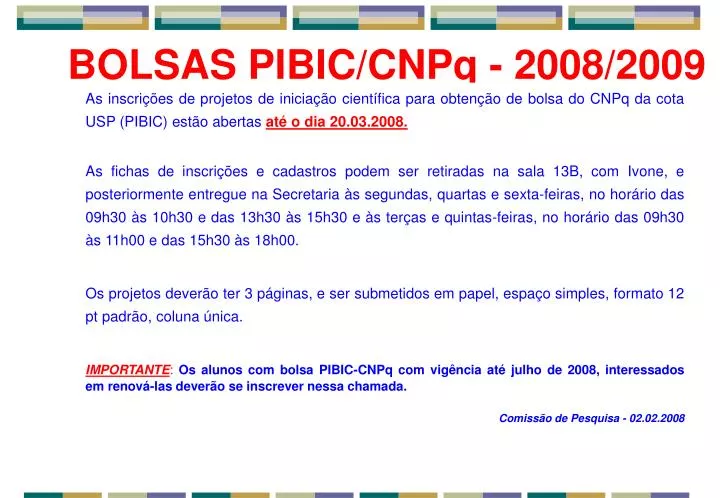 bolsas pibic cnpq 2008 2009