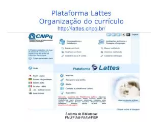 Plataforma Lattes Organização do currículo lattespq.br/