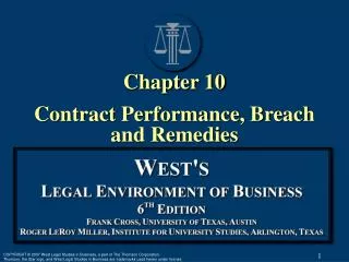 Chapter 10 Contract Performance, Breach and Remedies