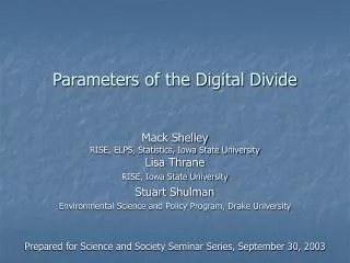 Parameters of the Digital Divide
