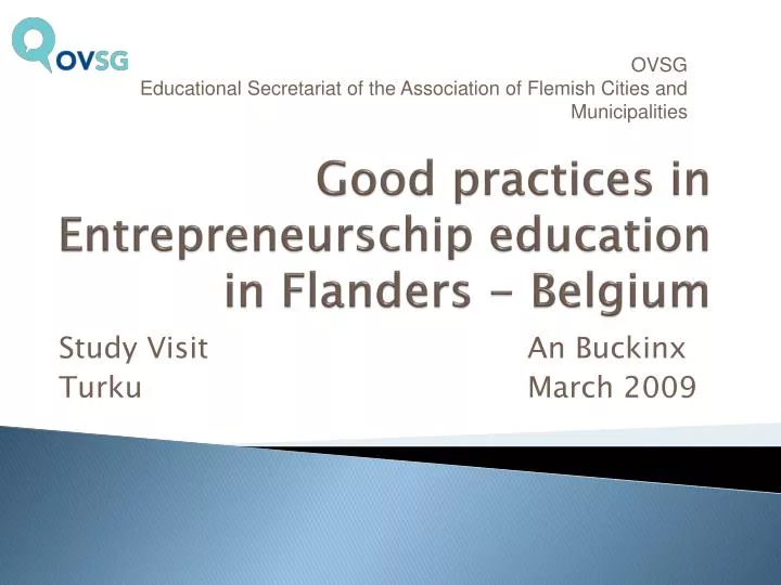 good practices in entrepreneurschip education in flanders belgium