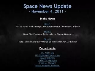 Space News Update - November 4, 2011 -