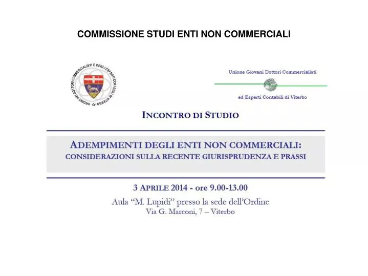 commissione studi enti non commerciali