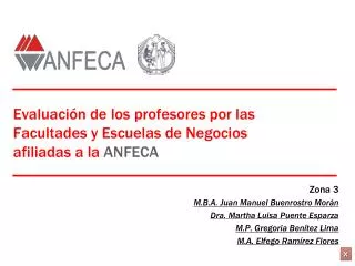 Evaluación de los profesores por las Facultades y Escuelas de Negocios afiliadas a la ANFECA
