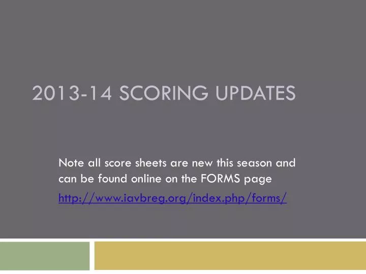 2013 14 scoring updates