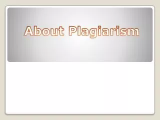 About Plagiarism