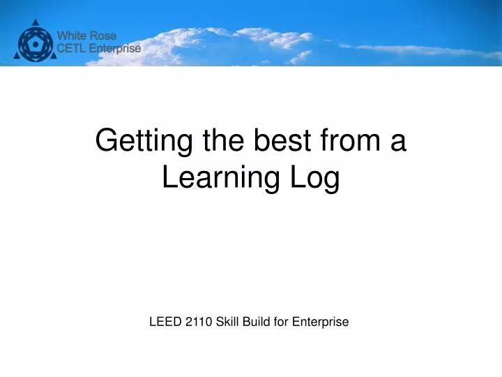 getting the best from a learning log