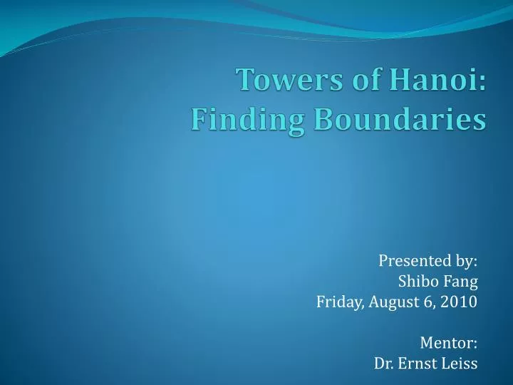 towers of hanoi finding boundaries
