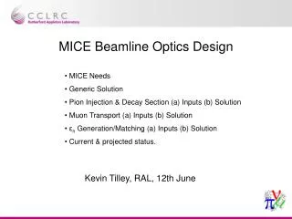 MICE Beamline Optics Design